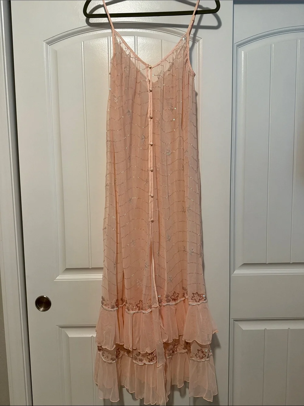 Intimately Free People Star of the Show Sequin Mesh Dress Peach Dust
